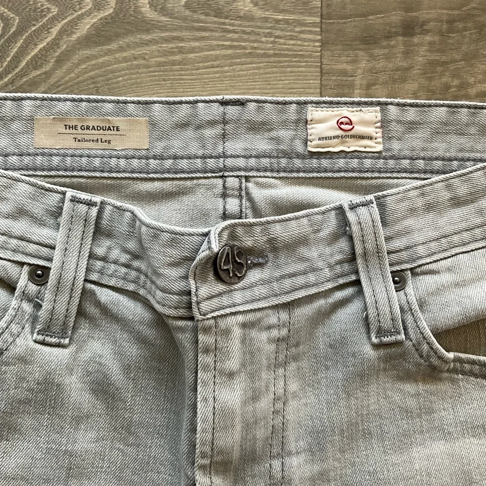 33x34 AG The Graduate Tailored Leg Jeans Mens Light Grey USA Adriano Goldschmied